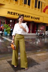 Quần suông phối nút linen tưng premium Cói Design