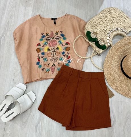 Áo linen thêu cánh dơi Cói Design
