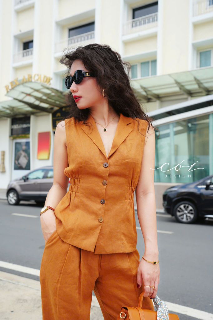 Áo gile thun eo Linen tưng premium Cói Design