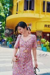 Đầm phối nơ lưng linen hàn Cói Design