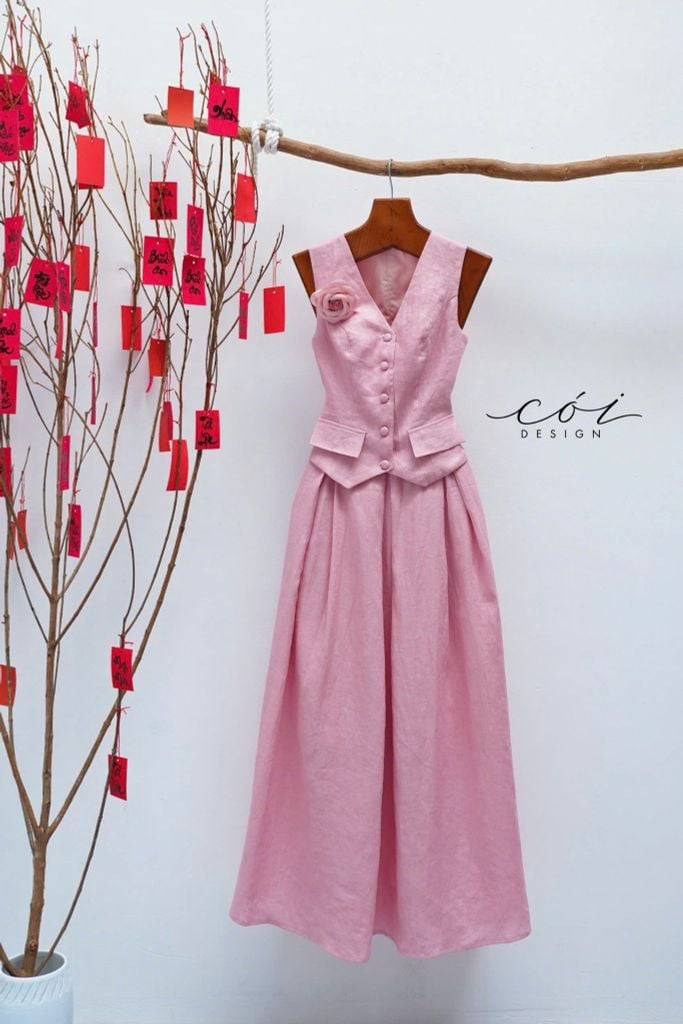 Chân váy xếp ly dáng dài Linen tưng premium Cói Design