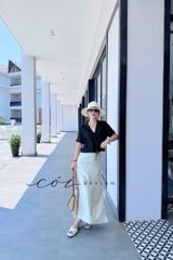 Áo danton thắt nơ linen tưng premium Cói Design