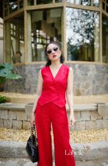 Quần Suông Ly Giữa Linen Tưng Lá Belle