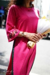 Set áo dài thêu tay Song Hoa Linen kèm quần suông Cói Design