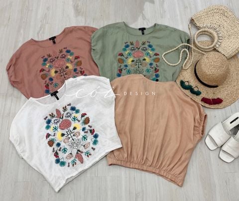 Áo linen thêu cánh dơi Cói Design