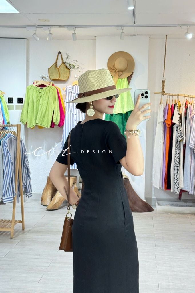 Đầm chéo eo linen tưng premium Cói Design