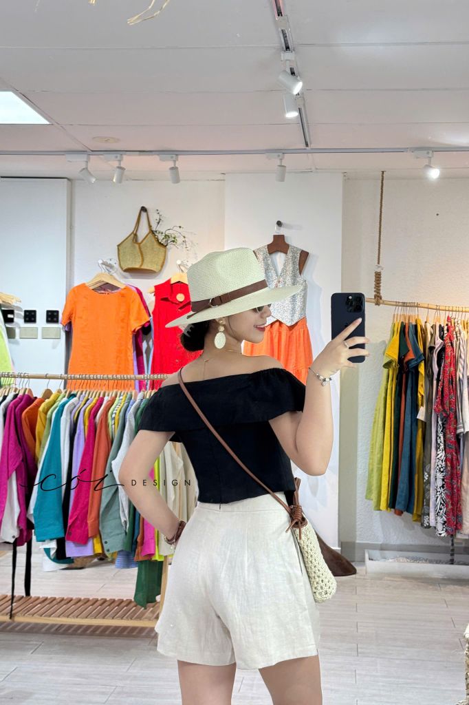 Quần short xếp ly form váy linen tưng premium Cói Design