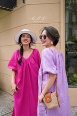 Đầm suông tay bí kèm belt linen tưng Cói Design