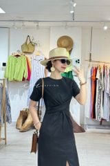 Đầm chéo eo linen tưng premium Cói Design