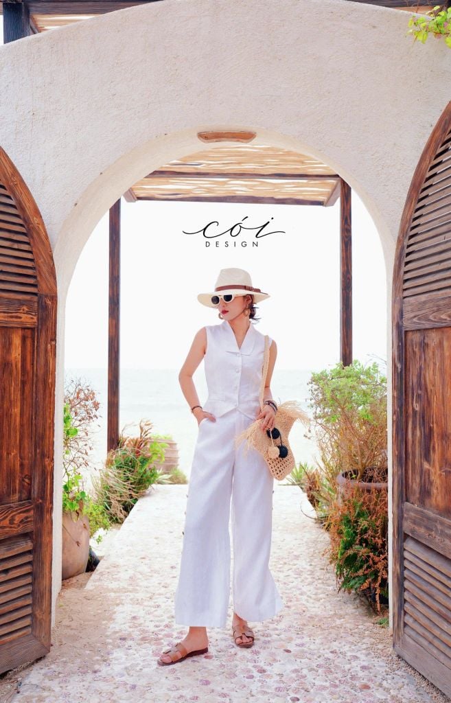 Quần suông nút bọc màu Linen tưng premium Cói Design