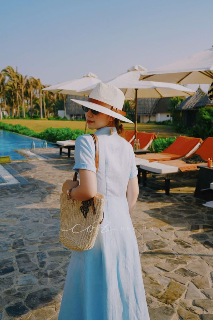 Đầm sơ mi tay ngắn form 8 mảnh Linen tưng premium Cói Design