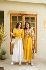 Áo croptop tay bí phối dây linen Cói Design