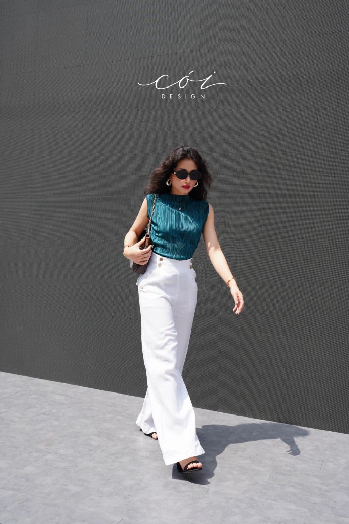 Quần suông phối nút linen tưng premium Cói Design