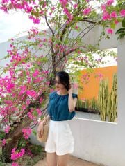 Áo cổ xếp nhún sát nách linen Cói Design
