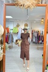 Đầm chéo eo linen tưng premium Cói Design