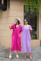 Đầm suông tay bí kèm belt linen tưng Cói Design