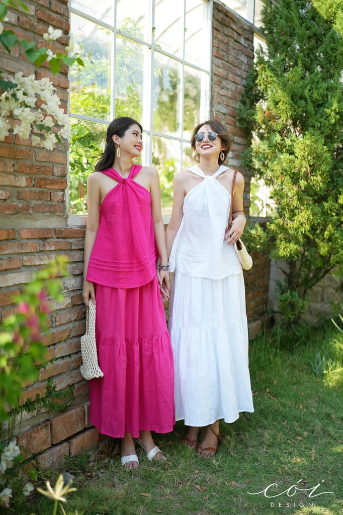 Áo linen xoắn cổ Cói Design