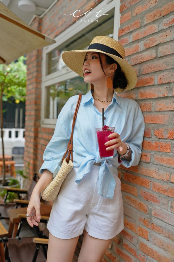 Áo sơ mi suông linen tưng premium Cói Design
