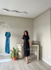 Đầm chéo eo linen tưng premium Cói Design