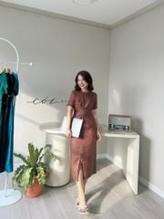 Đầm chéo eo linen tưng premium Cói Design