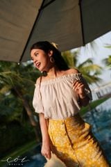 Chân váy nút bọc linen Cói Design