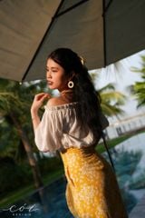 Chân váy nút bọc linen Cói Design
