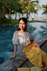 Chân váy nút bọc linen Cói Design