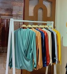 Áo sơ mi lụa đắp chéo Cói Design