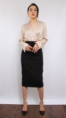 Áo sơ mi lụa đắp chéo Cói Design