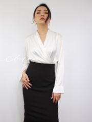 Áo sơ mi lụa đắp chéo Cói Design