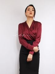 Áo sơ mi lụa đắp chéo Cói Design