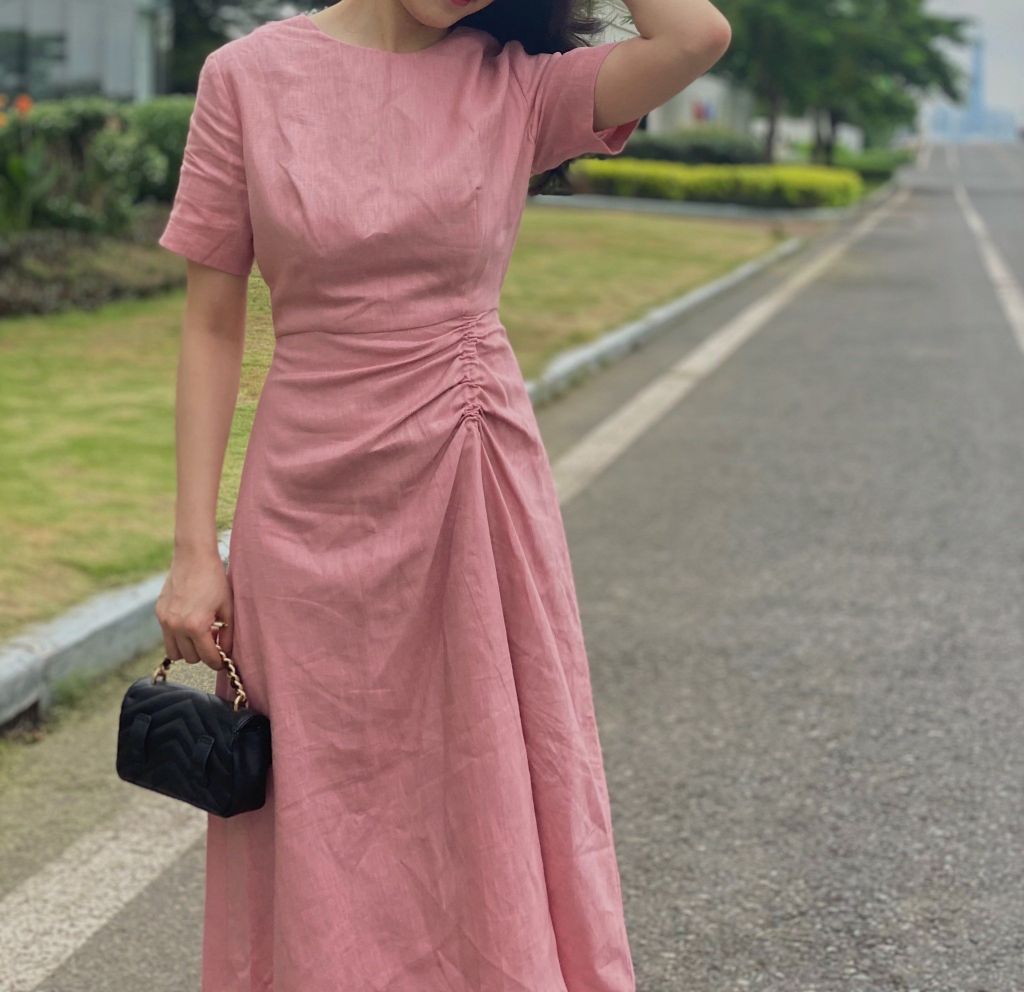 Đầm linen rút eo Cói Design