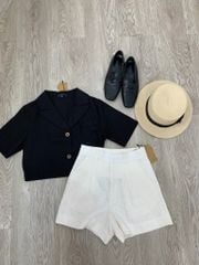 Áo croptop linen hàn 1 túi Cói Design