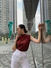 Áo cổ lọ vải dập ly Cói Design
