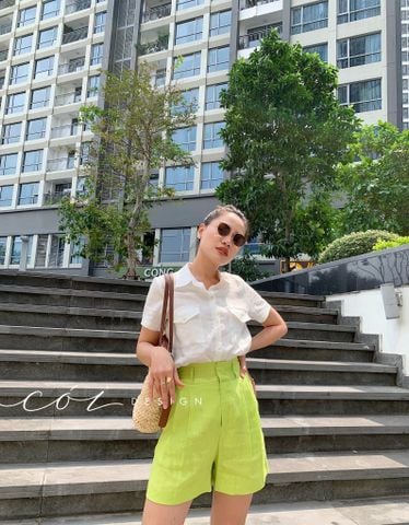 Áo 2 túi tay ngắn linen Cói Design