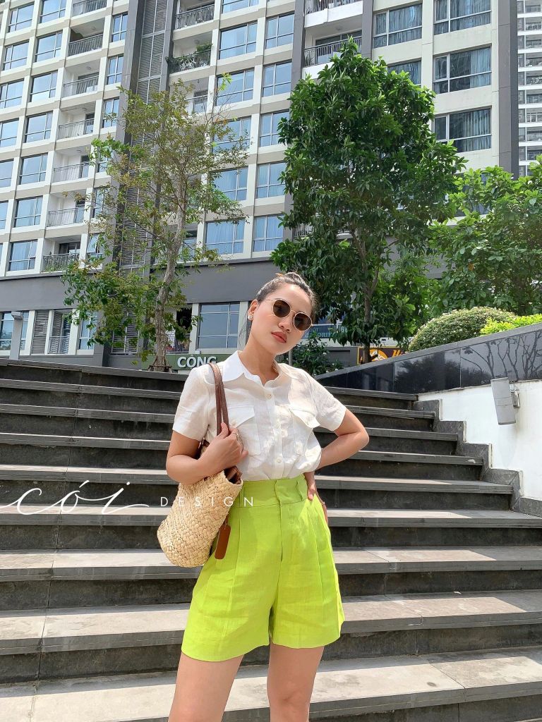 Quần short xếp ly linen Cói Design