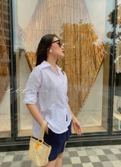 Áo sơ mi lệch vạt linen Cói Design