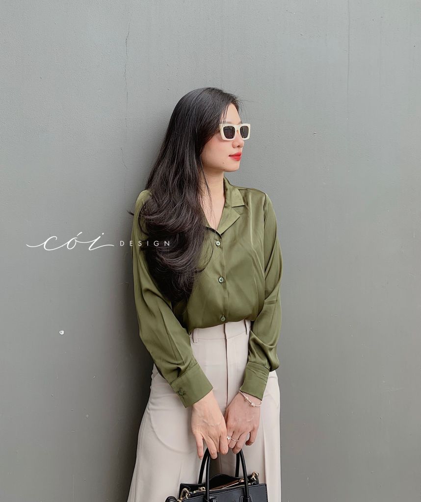 Áo lụa danton tay dài Cói Design