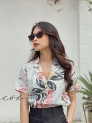 Áo danton họa tiết linen Nữ Cói Design