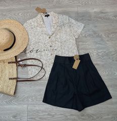 Áo danton họa tiết linen Nữ Cói Design