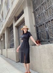 Đầm chéo eo linen tưng premium Cói Design