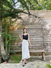 Chân váy rút dây linen tưng premium Cói Design