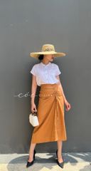 Chân váy rút dây linen tưng premium Cói Design