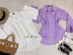 Áo sơ mi lệch vạt linen Cói Design