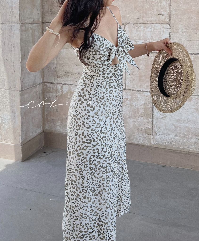 Đầm linen 2 dây họa tiết Cói Design