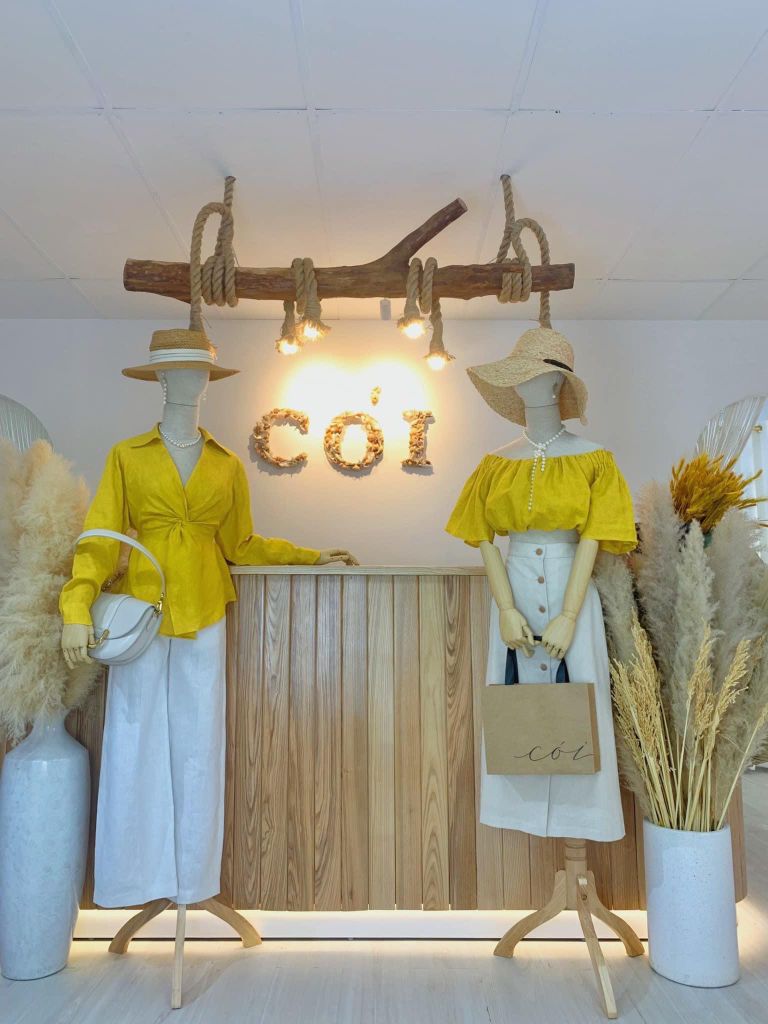 Chân váy nút bọc linen Cói Design