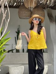 Áo 2 dây hàng nút bọc màu Linen tưng premium Cói Design