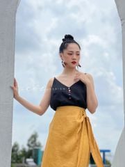 Áo 2 dây hàng nút bọc màu Linen tưng premium Cói Design