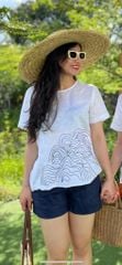 Áo cổ tròn thêu mây Linen tưng premium Cói Design