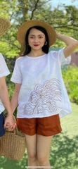 Áo cổ tròn thêu mây Linen tưng premium Cói Design